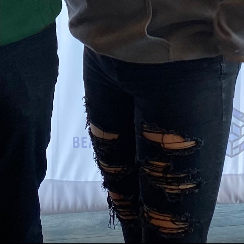 Black super ripped highwaisted jeggings